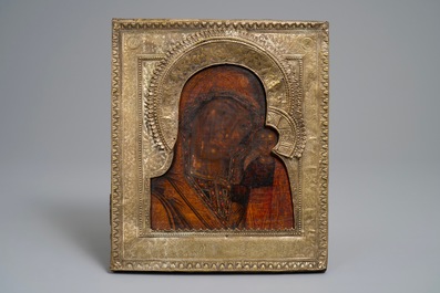 Three Russian icons: 'Mother of God' or 'Theotokos', 19th C.