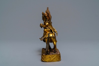 A Tibetan gilt bronze figure of Palden Lhamo, 17th C.