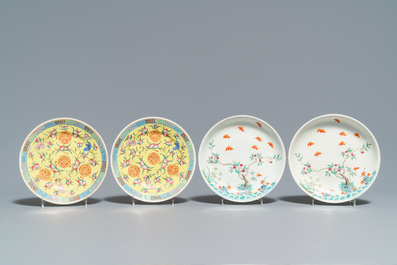 Dix assiettes et plats en porcelaine de Chine famille rose, 19/20&egrave;me