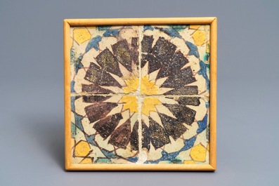 Dertien polychrome Spaanse tegels, Sevilla en Toledo, 15/16e eeuw