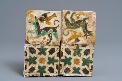 Thirteen polychrome Spanish tiles, Seville and Toledo, 15/16th C.