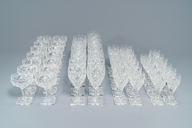 A set of 50 Val-Saint-Lambert crystal glasses, 20th C.