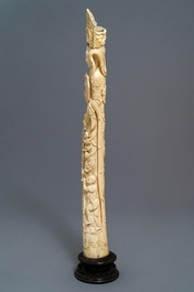 A very large Chinese carved ivory model of Guanyin, 19th C.