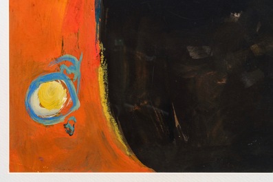 Jan Cobbaert (1909-1995): Composition abstraite, technique mixte sur papier, dat&eacute;e 1967