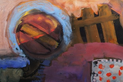 Jan Cobbaert (1909-1995): Composition abstraite avec enfant, aquarelle sur papier