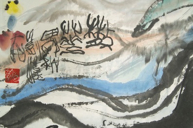 Chinese school, 20th C.: Reclining woman, ink and color on paper