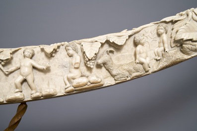 An exceptionally large carved ivory 'Bacchants' tusk, France or Italy, 18th C.