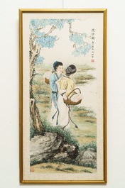 Qiu Qiyun, He Dunren, Chen Shoumei (China, 20th C.): three framed works, ink and color on paper