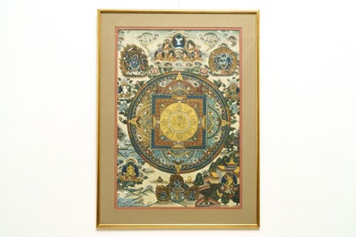 Un thangka 'mandala', N&eacute;pal ou Tibet, 19/20&egrave;me