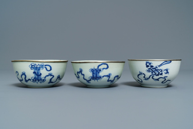 A varied collection of Chinese 'Bleu de Hue' Vietnamese market wares, 19th C.