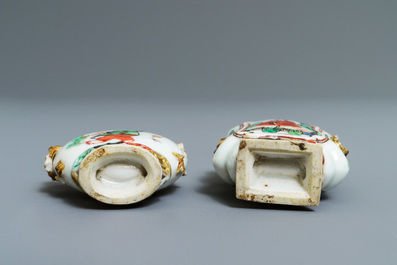 Two Chinese famille verte snuff bottles, Kangxi