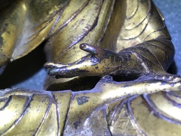 A gilt bronze figure of Buddha Shakyamuni, Tibet, 15/16th C.