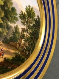 Six gilt porcelain plates, various origins, 18/19th C.