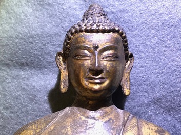 A gilt bronze figure of Buddha Shakyamuni, Tibet, 15/16th C.