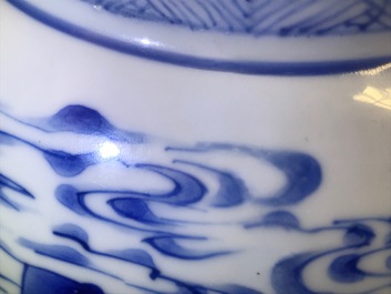 A Chinese blue and white yenyen vase with fine figurative design, Kangxi