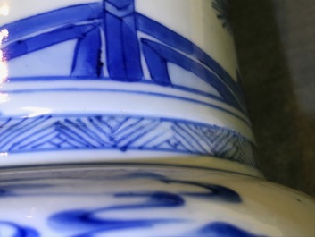 A Chinese blue and white yenyen vase with fine figurative design, Kangxi