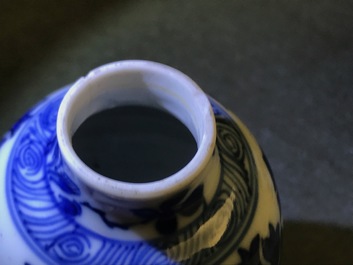 A pair of rare Chinese blue and white miniature vases with pseudo-Delft mark, Kangxi