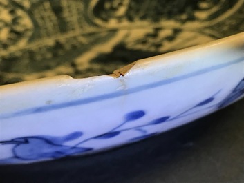 A Chinese blue and white 'maritime subject' Swatow dish, Wanli