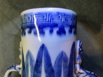 A pair of Chinese blue and white moonflasks, 19th C.