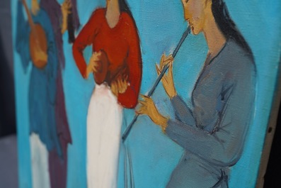 Sadji (Sha Qi, Sha Yinnian) (1914-2005): Four Chinese musicians, oil on canvas