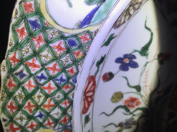 Three Chinese famille verte dishes with floral designs, Kangxi