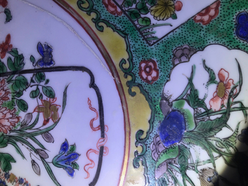 Trois plats en porcelaine de Chine famille verte, Kangxi