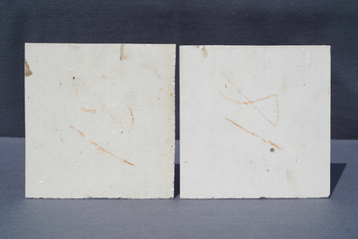 Four square Chinese qianjiang cai landscape plaques, 20th C.