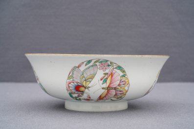 A Chinese famille rose 'butterfly' bowl, Guangxu mark and probably of the period