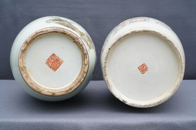 Deux vases en porcelaine de Chine qianjiang cai, 19/20&egrave;me