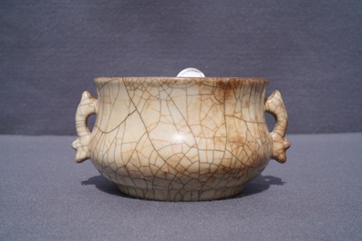 A Chinese ge-type crackle-glazed censer, Song or later