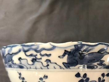 A pair of Chinese blue and white bowls, Wanli