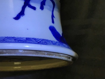 A Chinese blue and white 'deer and crane' yenyen vase, Kangxi