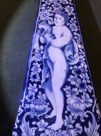 A large Dutch Delft blue and white obelisk, 17/18th C.