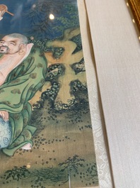 Quatre peintures chinoises d'immortels, encre et couleurs sur papier, 19&egrave;me