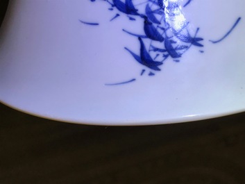 A Chinese blue and white 'bianco sopra bianco' yenyen vase with birds among flowers, Kangxi