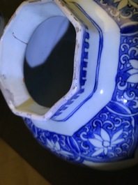 A Chinese blue and white baluster vase with figural design, Transitional period