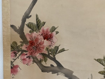 Zhao Zhiqian (China, 1829&ndash;1884): 'Drie vrienden van de winter', inkt en kleur op papier, gemonteerd op rol