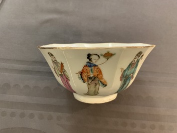 Nine Chinese famille rose bowls, 19th C.