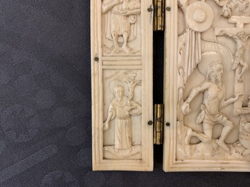 An Indo-Portuguese or Hispano-Philippine ivory triptych, 19th C. or older