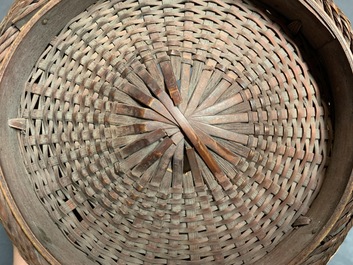 Eleven Japanese bamboo ikebana baskets including three signed examples, Meiji/Showa, 19/20th C.