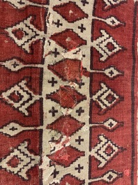 A ceremonial patola ikat sari for the Indonesian market with East India Company-stamps, Gujarat, India, 17th C.
