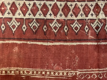 A ceremonial patola ikat sari for the Indonesian market with East India Company-stamps, Gujarat, India, 17th C.