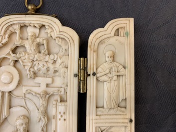 An Indo-Portuguese or Hispano-Philippine ivory triptych, 19th C. or older