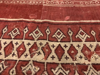 A ceremonial patola ikat sari for the Indonesian market with East India Company-stamps, Gujarat, India, 17th C.