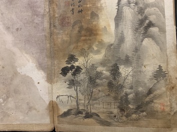 Dong Bangda (China, 1699-1769), attribu&eacute;: album de huit paysages, encre sur papier