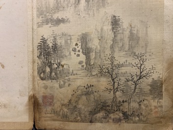 Dong Bangda (China, 1699-1769), toegeschreven: album met acht landschappen, inkt op papier