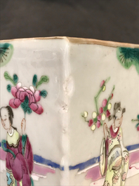 A pair of Chinese famille rose jardini&egrave;res and two celadon bowls, 19th C.