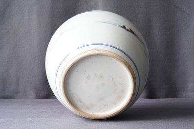 A Chinese Imari-style landscape jar, Kangxi