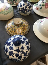 Ten various Chinese porcelain covers, 18th C. and later