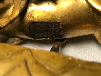 Een verguld bronzen figuur van Palden Lhamo, Tibet, 17e eeuw